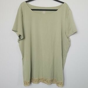 Venezia green plus short sleeve tee with lace trim 26/28